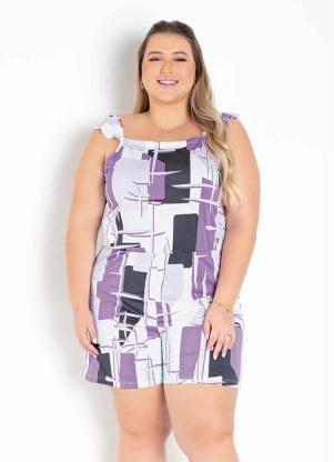 Macaquinho (Abstrato Roxo) com Babadinho Plus Size