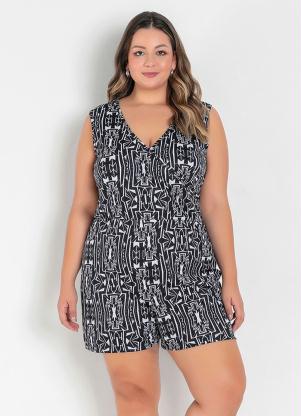 Macaquinho (�tnico Preto) com Transpasse Plus Size