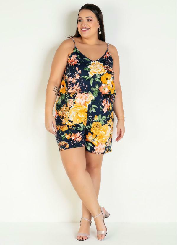 macaquinho floral plus size