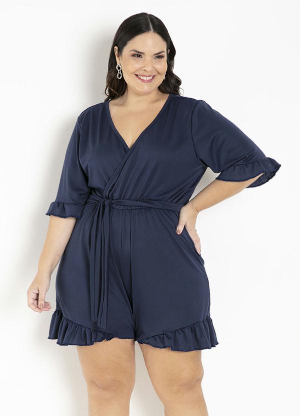 Macaquinho (Marinho) com Babados Plus Size Macaquinho (Marinho) com Babados Plus Size