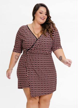 Macaquinho Plus Size (Geom�trico) com Fivela
