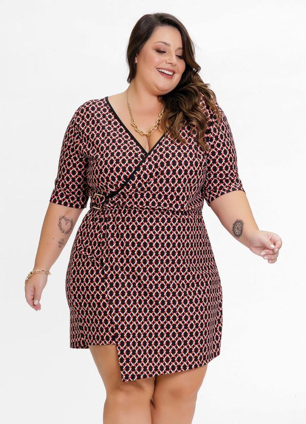 Macaquinho Plus Size (Geom�trico) com Fivela