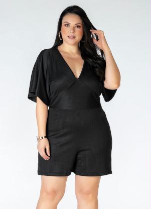 Macaquinho Plus Size (Preto) Ribana