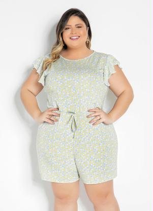 Macaquinho (Po� Cinza) com Amarra��o Plus Size