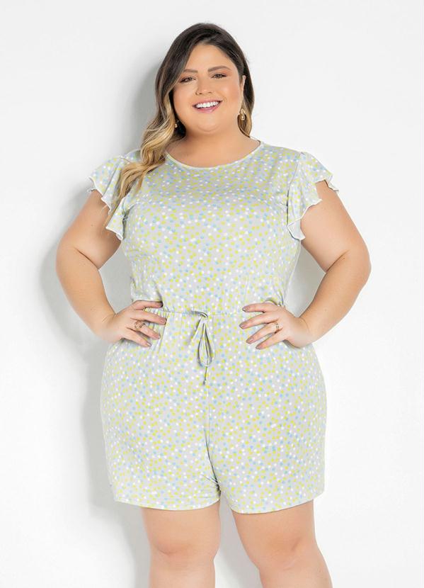 Macaquinho (Po� Cinza) com Amarra��o Plus Size