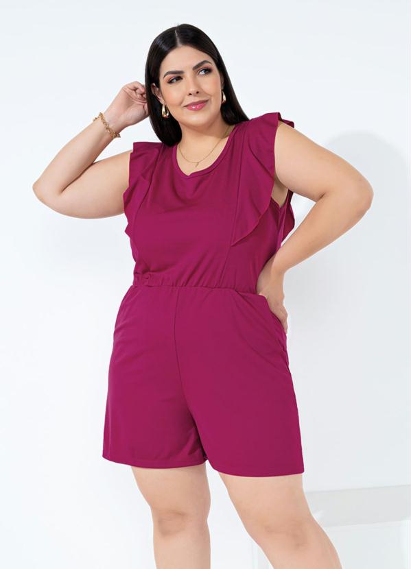 Macaquinho Regata (Púrpura) com Babados Plus Size Macaquinho Regata (Púrpura) com Babados Plus Size