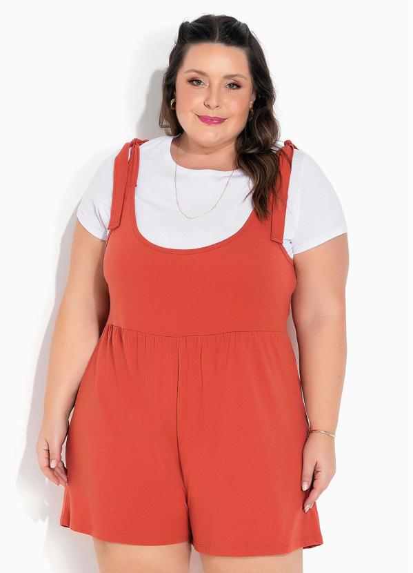 Macaquinho (Terracota) com Alças Plus Size Macaquinho (Terracota) com Alças Plus Size
