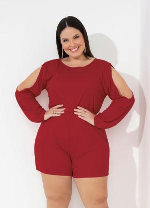 Macaquinho (Vermelho) com Amarra��o Plus Size
