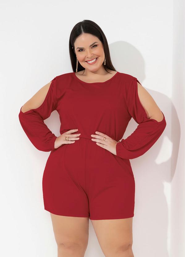 Macaquinho (Vermelho) com Amarra��o Plus Size