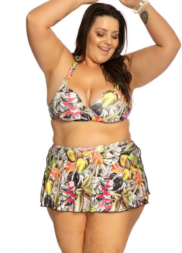 biquíni plus size com saia
