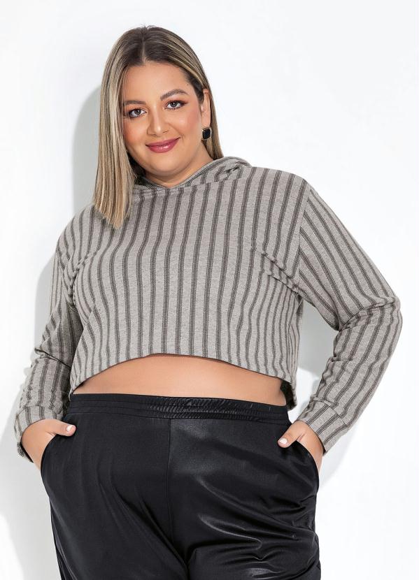 Casaco Cropped (Listras Mescla) Plus Size