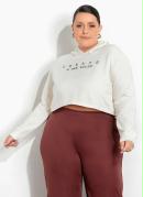 Casaco Cropped Off White Estampa Puff Plus Size