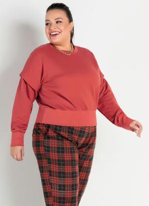 Casaco (Terracota) com Mangas Longas Plus Size