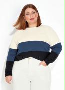 Casaco Tricolor com Recortes Plus Size