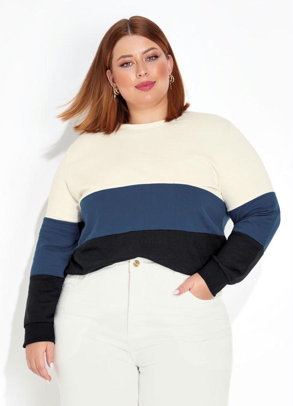 Casaco (Tricolor) com Recortes Plus Size