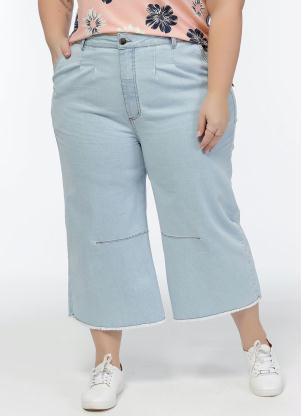Cal�a Jeans Plus Size (Azul Claro) Cintura Alta
