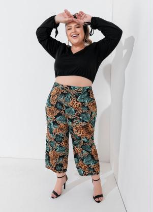 Cal�a Pantacourt (Folhagem) com El�stico Plus Size