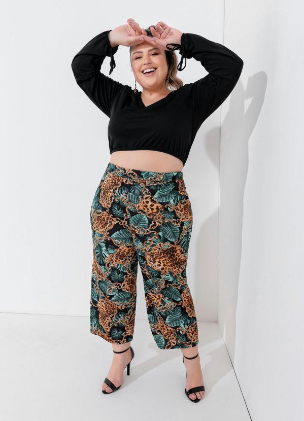 Cal�a Pantacourt (Folhagem) com El�stico Plus Size