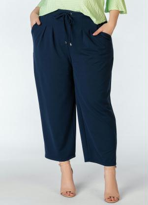 Cal�a Plus Size (Marinho) com Pregas