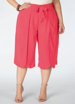 Pantacourt Plus Size (Coral) com Amarração Pantacourt Plus Size (Coral) com Amarração