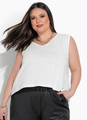 Blusa (Off White) em Malha de Algod�o