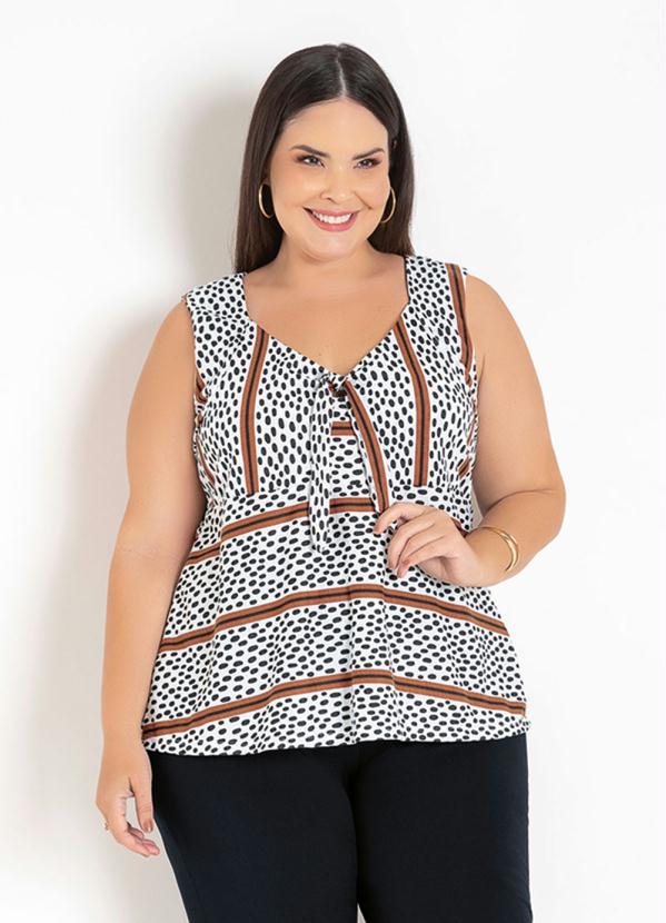 Regata (Abstrata e Listras) Comamarra��o Plus Size