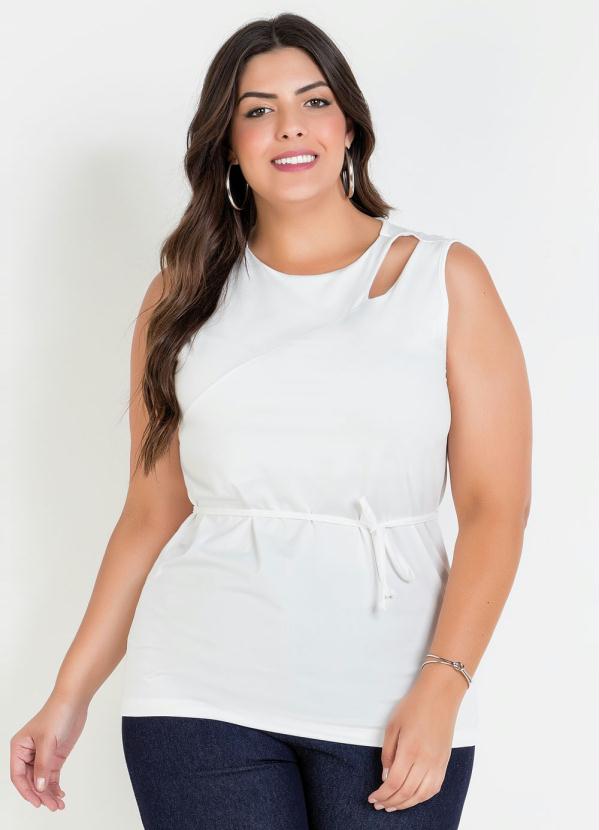 Regata com Vazado (Branca) Plus Size Regata com Vazado (Branca) Plus Size