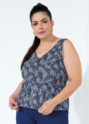Regata (Floral) com Babado na Barra Plus Size Regata (Floral) com Babado na Barra Plus Size