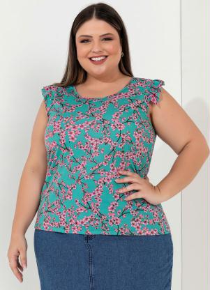 Regata (Floral Verde) com Babadinho Plus Size