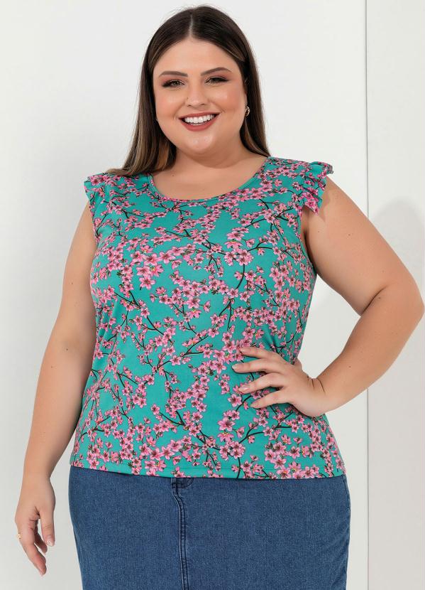 Regata (Floral Verde) com Babadinho Plus Size