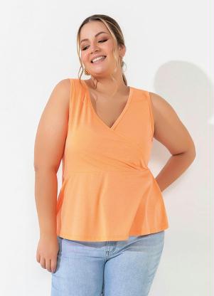 Regata (Laranja) Transpassada Plus Size Regata (Laranja) Transpassada Plus Size
