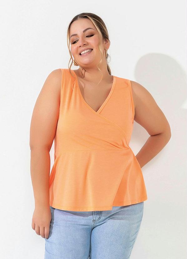 Regata (Laranja) Transpassada Plus Size Regata (Laranja) Transpassada Plus Size