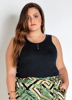 Regata Plus Size (Preta) com Botões Regata Plus Size (Preta) com Botões