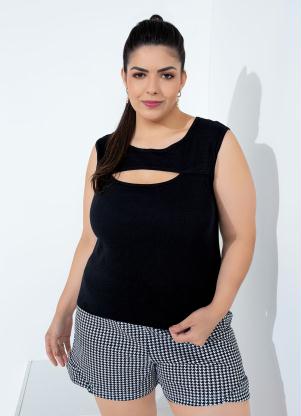 Regata (Preta) com Recorte Vazado Plus Size Regata (Preta) com Recorte Vazado Plus Size