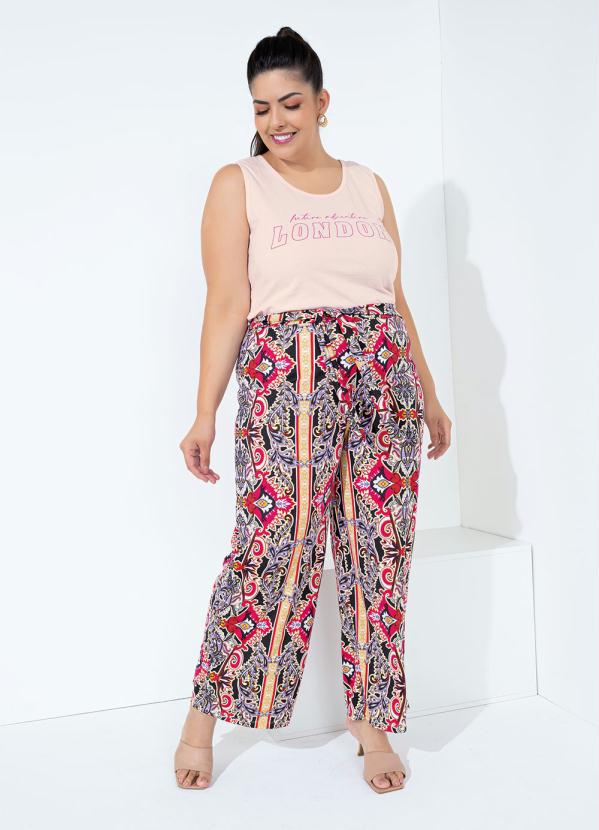 Regata (Rosa) com Estampa Localizada Plus Size Regata (Rosa) com Estampa Localizada Plus Size