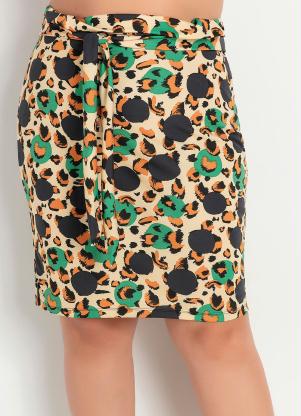 Saia (Animal Print) Clochard com Faixa Plus Size