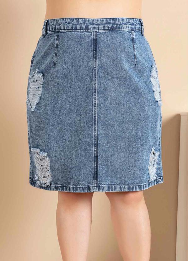 Saia Plus Size (Azul) com Rasgados Saia Plus Size (Azul) com Rasgados