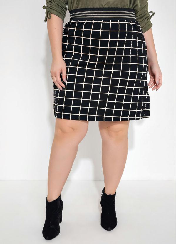 Saia (Xadrez Preta) Evas� com El�stico Plus Size