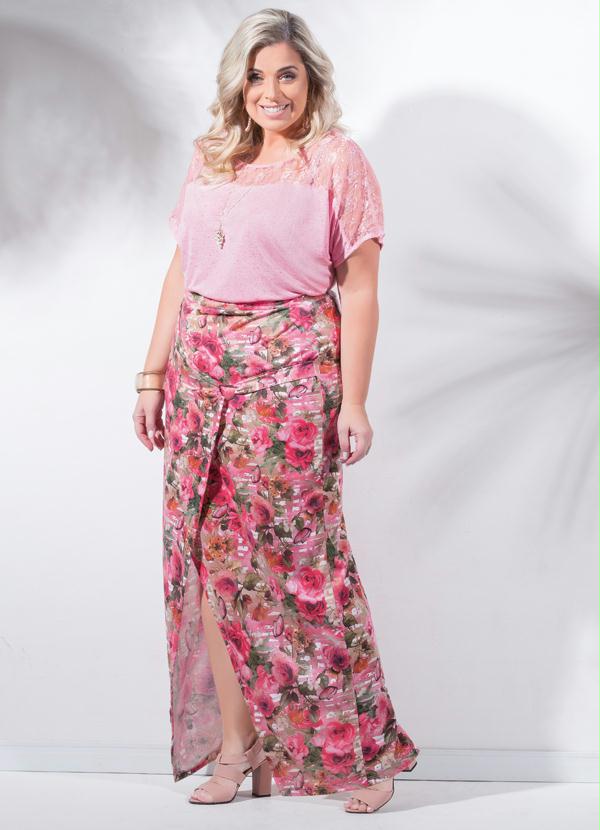 saia longa plus size com fenda