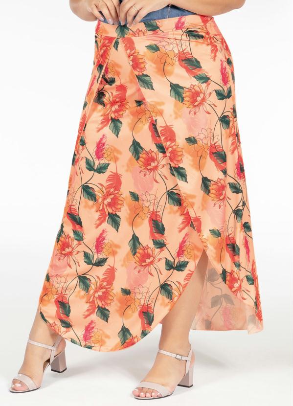 Saia Longa Transpassada (Floral) Plus Size