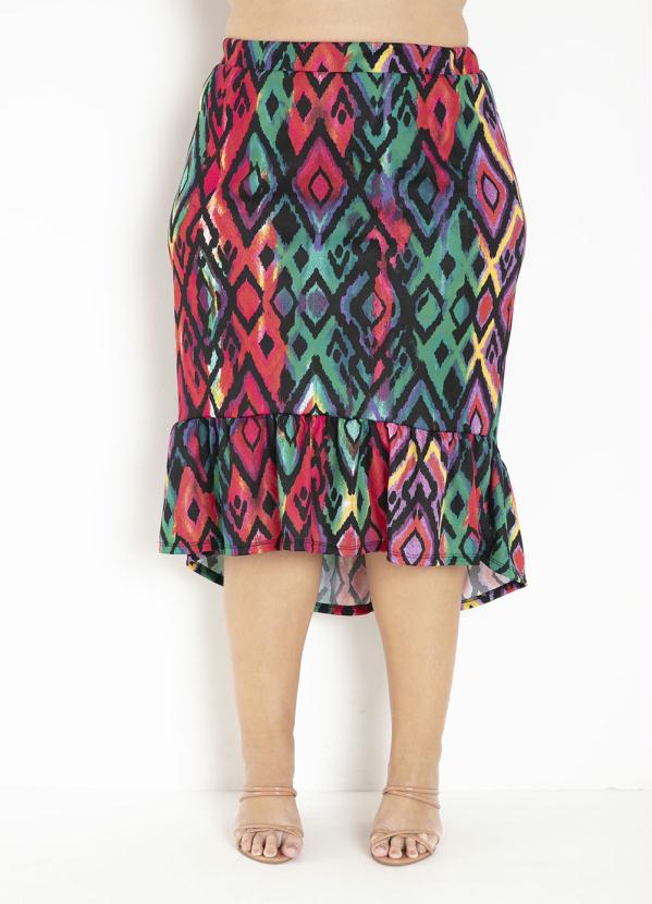 Saia (Abstrata) Midi com Babado Plus Size Saia (Abstrata) Midi com Babado Plus Size