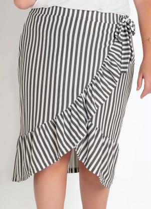 Saia Midi Plus Size (Listrada) com Babado