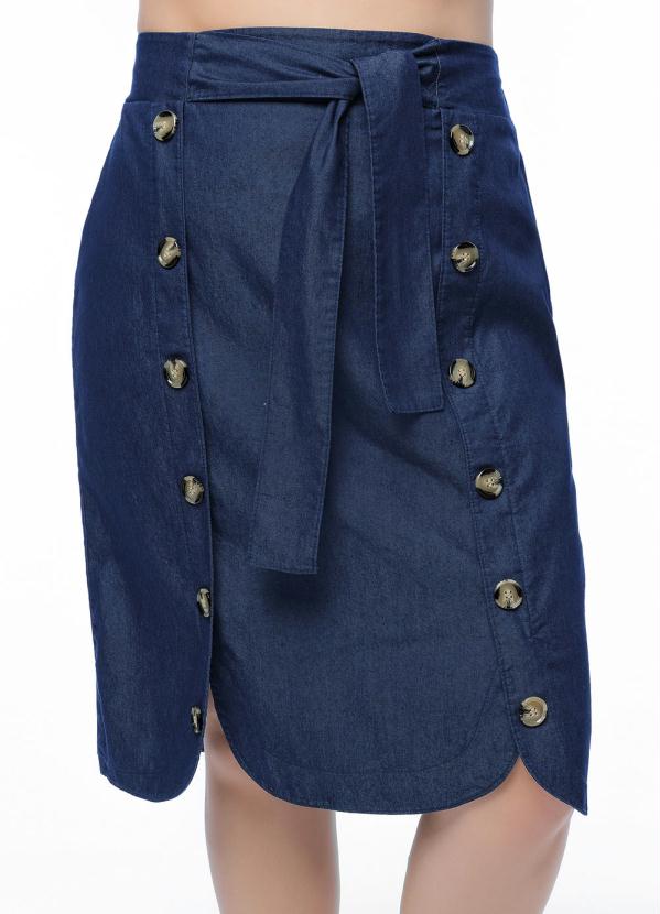 Saia Plus Size (Azul) com Bot�es
