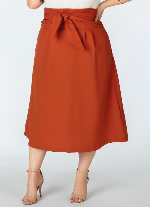 Saia Plus Size (Ferrugem) com Amarra��o