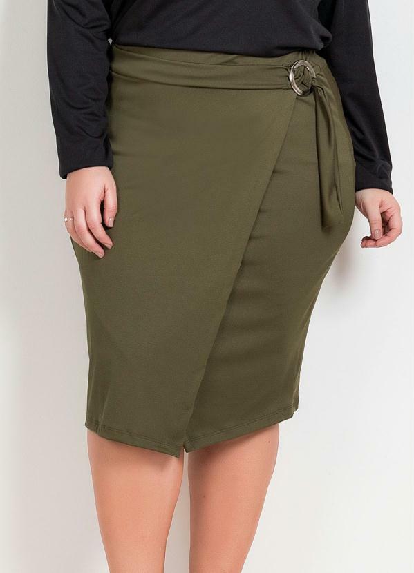 Saia (Verde) Transpassada Midi Plus Size