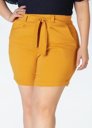 Bermuda Plus Size em Bengaline (Amarelo)