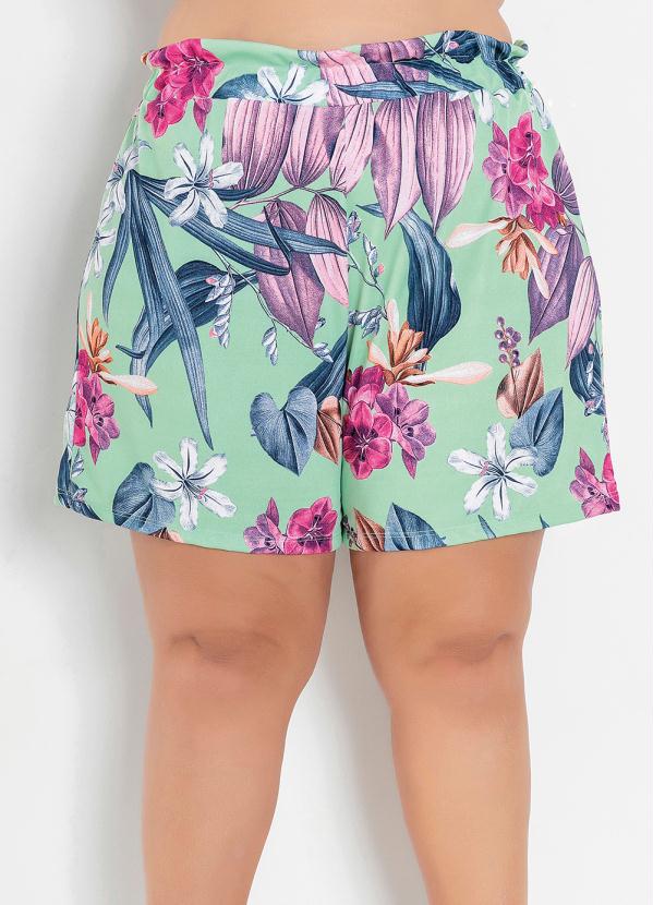 Short Clochard (Floral Verde) Plus Size