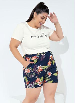 Short (Floral) com Bolsos Plus Size