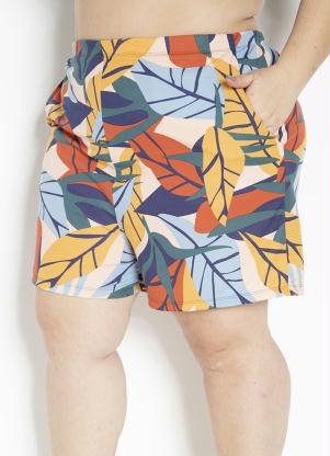 Short (Folhagem) com Bolsos Funcionais Plus Size