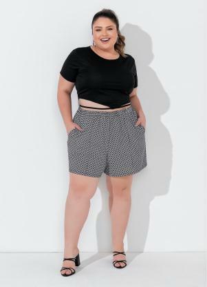Short (Geom�trico) com Bolsos Plus Size